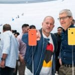 Jony Ive and Tim Cook at the September 2018 launch of iPhone XR