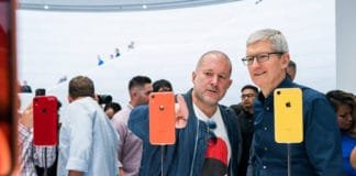 Jony Ive and Tim Cook at the September 2018 launch of iPhone XR