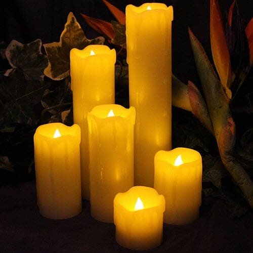 Set of 6 LED Lytes LLS6 Flameless LED Pillar Candles with Timer