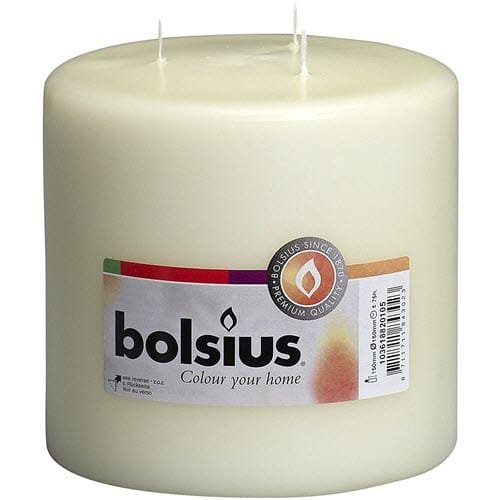 BOLSIUS 103618820105 3-Wick Unscented Ivory Pillar Candle