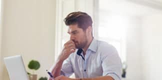 Working from Home on Computer