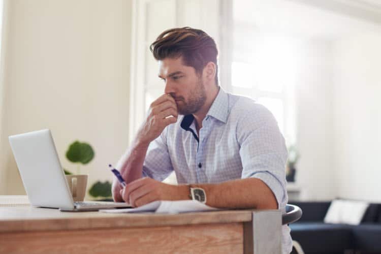 Working from Home on Computer