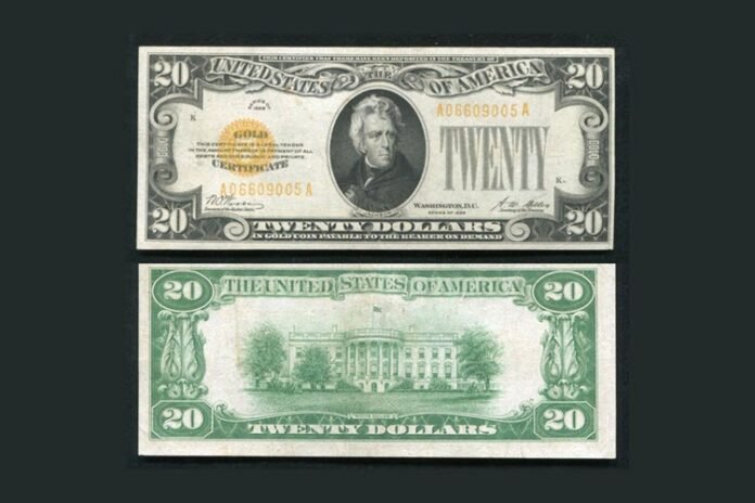 1928 twenty dollar gold certificate