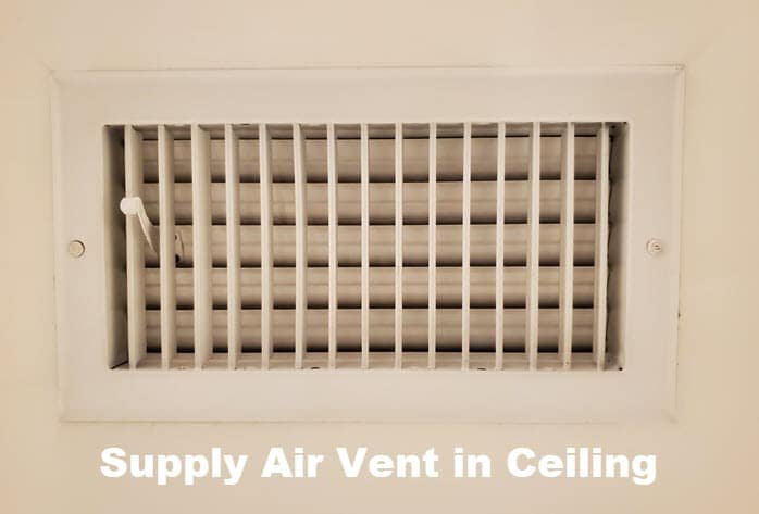 Supply air vent in ceiling with no filter