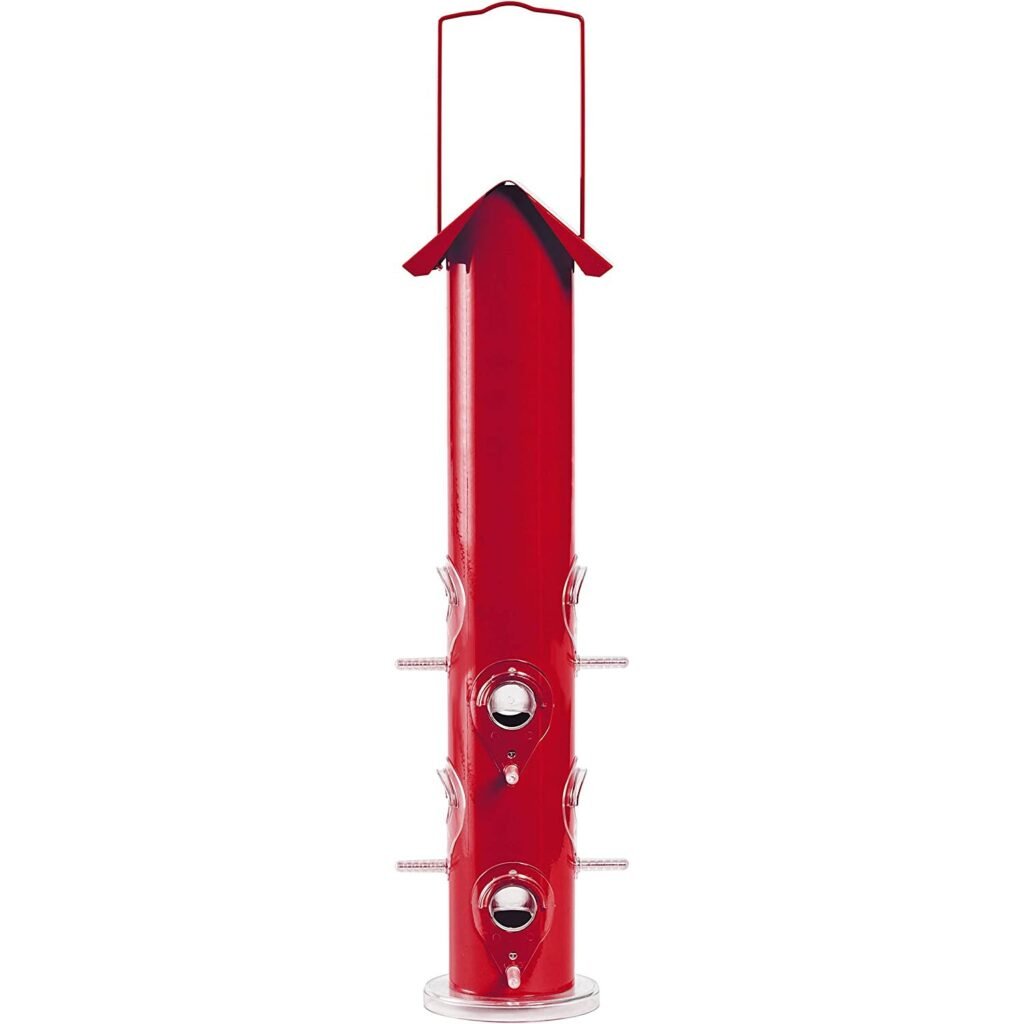 Perky Pet Red Metal Tube Bird Feeder